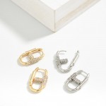 Wholesale carabiner Huggie Hoop Earrings Rhinestone Accents D