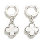 Wholesale metal Huggie Hoop Earrings Pearlescent Clover Charms L