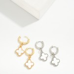 Wholesale metal Huggie Hoop Earrings Pearlescent Clover Charms L