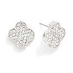 Rhinestone Studded Clover Stud Earrings 

- Approximately .5" L