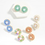 Beaded Flower Stud Earrings

- Approximately .75" L