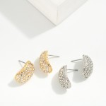 Wholesale rhinestone Pave Oval Teardrop Post Drop Earrings L