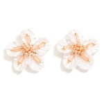 Wholesale pearlescent Flower Post Drop Earrings Beaded Accents L