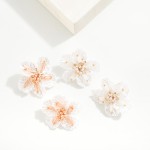 Wholesale pearlescent Flower Post Drop Earrings Beaded Accents L
