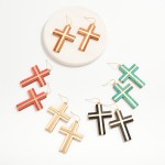 Wholesale wood Trim Metal Cross Drop Earrings L