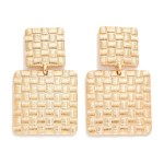 Wholesale metal Linked Woven Square Post Drop Earrings L