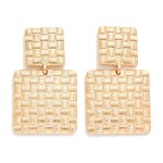 Metal Tone Linked Woven Square Post Drop Earrings 

- Approximately 2" L