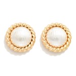 Wholesale metal Twist Border Button Post Drop Earrings D