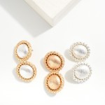 Wholesale metal Twist Border Button Post Drop Earrings D