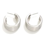 Wholesale layered Brushed Metal Tube Hoop Earrings D