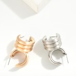 Wholesale layered Brushed Metal Tube Hoop Earrings D