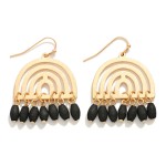 Wholesale gold Rainbow Arch Drop Earrings Wood Bead Tassels L