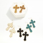 Wholesale wood Cross Drop Earrings Geometric Cut Out L