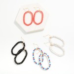 Wholesale beaded Wire Wrapped Oval Drop Earrings L
