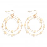 Wholesale layered Wire Hoop Drop Earrings Wood Block Stations L