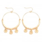 Wholesale metal Drop Hoop Earrings Hammered Metal Circle Charms L