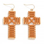 Wholesale leather Wrapped Cross Drop Earrings L