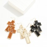 Wholesale leather Wrapped Cross Drop Earrings L