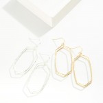 Wholesale layered Hollow Metal Hexagon Drop Earrings L