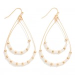 Wholesale layered Beaded Wire Teardrop Drop Earrings L