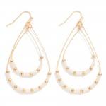 Wholesale layered Beaded Wire Teardrop Drop Earrings L