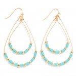 Layered Beaded Wire Teardrop Drop Earrings 

- Approximately 2.25" L