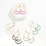 Wholesale layered Beaded Wire Teardrop Drop Earrings L