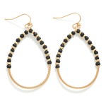 Wholesale wood Metal Beaded Teardrop Drop Earrings Metal Wire Wrapping Detail L