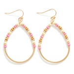 Wholesale wood Metal Beaded Teardrop Drop Earrings Metal Wire Wrapping Detail L