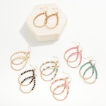 Wholesale wood Metal Beaded Teardrop Drop Earrings Metal Wire Wrapping Detail L