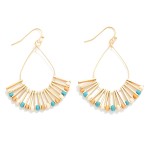 Wholesale metal Teardrop Drop Earrings Wood Bead Fanned Detail L