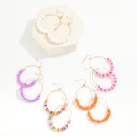 Wholesale linked Half Hoop Mixed Media Beaded Drop Earrings Puka Shell Wood Bead