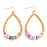 Wholesale beaded Teardrop Drop Earrings Wood Puka Shell Beads L