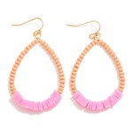Wholesale beaded Teardrop Drop Earrings Wood Puka Shell Beads L