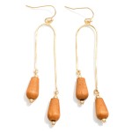 Wholesale metal Arch Drop Earrings Wood Bead Details L