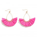 Wholesale metal Wire Teardrop Drop Earrings Raffia Tassel Details L