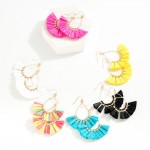 Wholesale metal Wire Teardrop Drop Earrings Raffia Tassel Details L