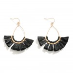 Wholesale metal Wire Teardrop Drop Earrings Raffia Tassel Details L