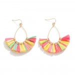 Wholesale metal Wire Teardrop Drop Earrings Raffia Tassel Details L