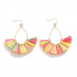 Wholesale metal Wire Teardrop Drop Earrings Raffia Tassel Details L