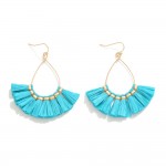 Wholesale metal Wire Teardrop Drop Earrings Raffia Tassel Details L