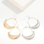 Wholesale linked Metal Half Hoop Drop Earrings Studded Crescent Detail L