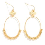 Wholesale metal Oval Drop Earrings Beaded Wire Wrap Detail L