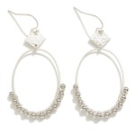 Wholesale metal Oval Drop Earrings Beaded Wire Wrap Detail L