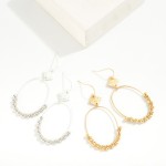 Wholesale metal Oval Drop Earrings Beaded Wire Wrap Detail L