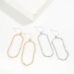 Wholesale metal Flattened Ball Chain Oval Hoop Drop Earrings L