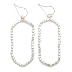 Metal Tone Flattened Ball Chain Oval Hoop Drop Earrings 

- Approximately 2" L