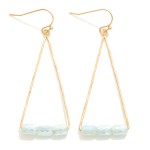 Wholesale simple Gold Triangle Drop Earrings Cushion Cut Beads L