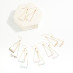 Wholesale simple Gold Triangle Drop Earrings Cushion Cut Beads L