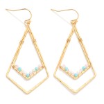 Wholesale gold Diamond Drop Earrings Beaded Wire Wrapped Detail L